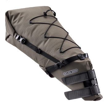 Saddlebag for fast mounting with hook and loop straps in color dark-sand